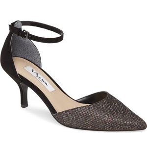 NEW Nina Brenda Pointed Toe Kitten Heel Dress Pump, Sparkle Glitter, Sz 8